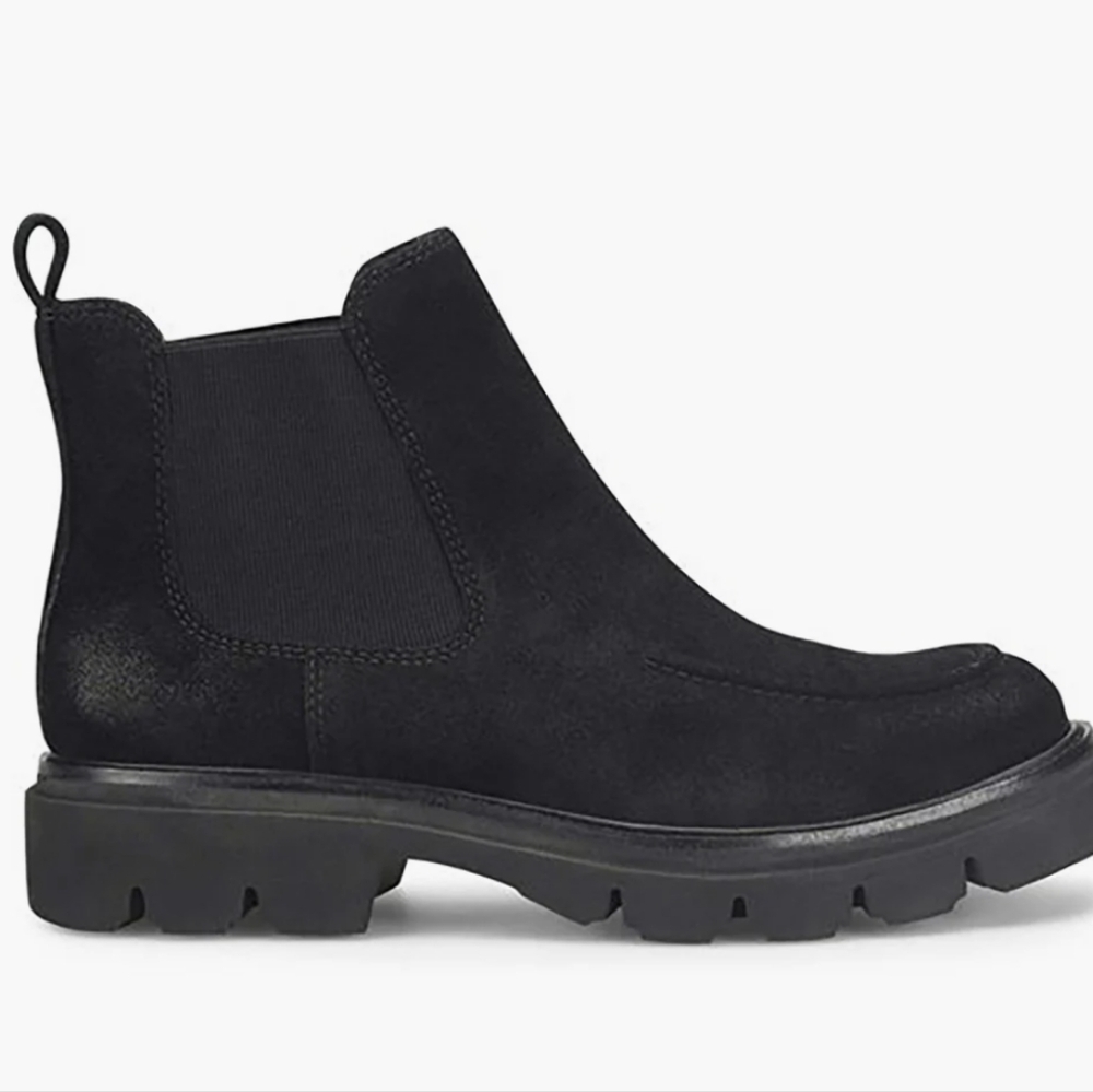 NEW...Sofft Samira Black Leather Suede Pull On Chelsea Ankle Boot...Size 10